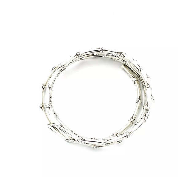 John Hardy Sterling Silver Bamboo 5 Coil Wrap Bracelet - Picture 3 of 6